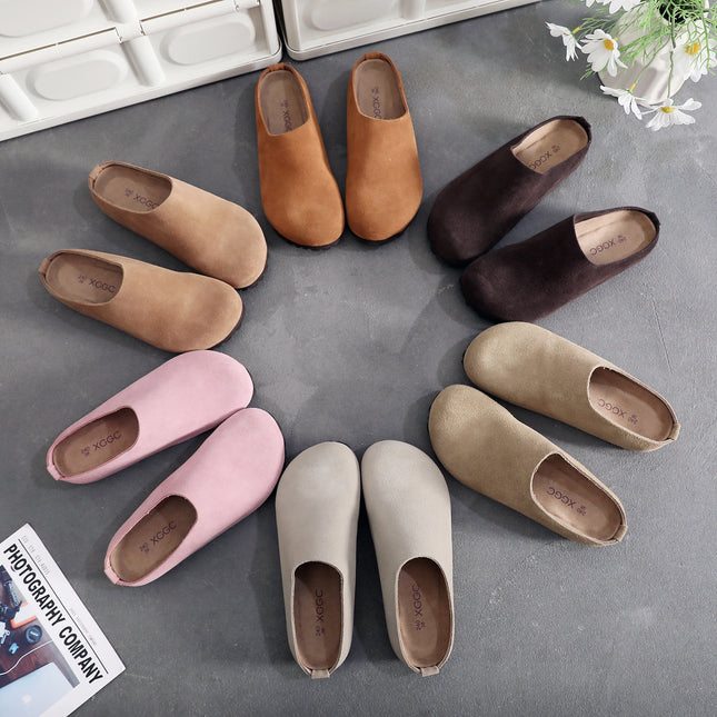 Кожени сабо с противоплъзгаща се подметка, сандали с коркова стелка, удобни чехли с поддръжка на свода, чехли за ежедневна употреба