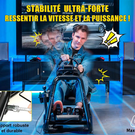 GTPLAYER Simulator Cockpit, Sim Racing Cockpit, стойка за волан за състезателен симулатор с високоговорители, волан и рафт за педали