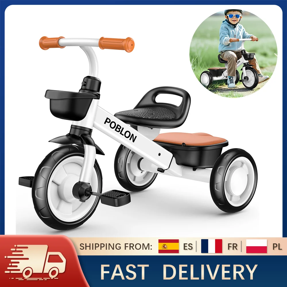 3-колесен бебешки балансиращ велосипед без педали, играчка тротинетка, детски плъзгащ се учебен велосипед с регулируема височина на седалката за 2-5 години