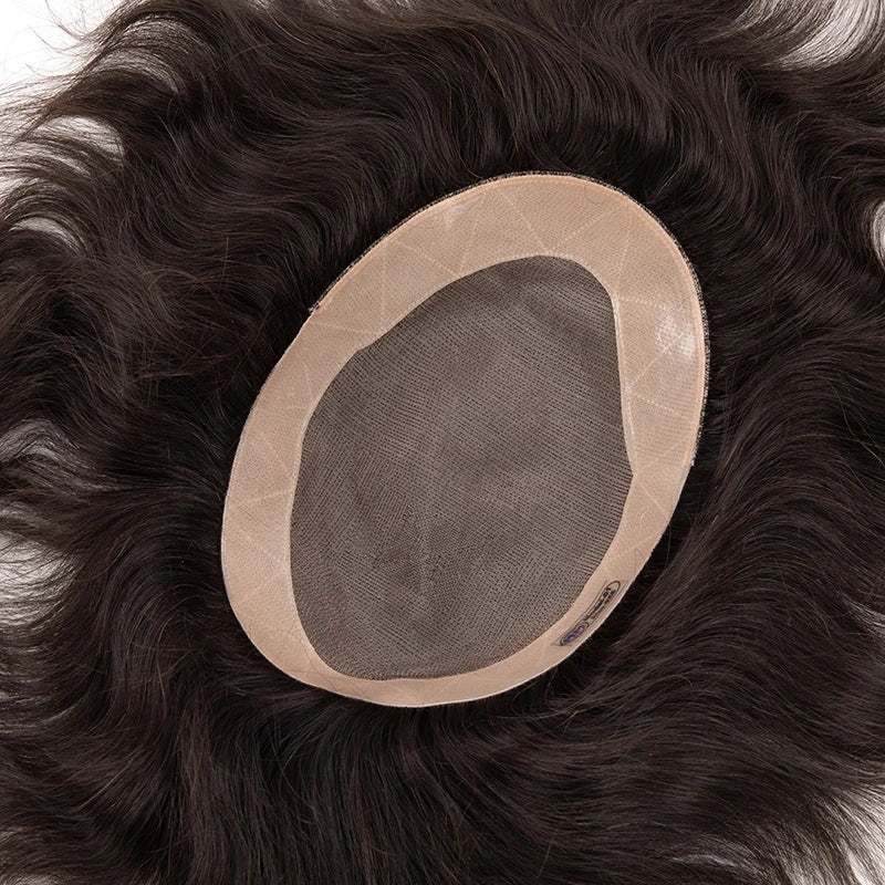 Мъжка тупичка за коса, фина моно мъжка перука, издръжлива капилярна протеза, 6 инча, ръчно изработени мъжки перуки, система от човешка коса, 130% плътност