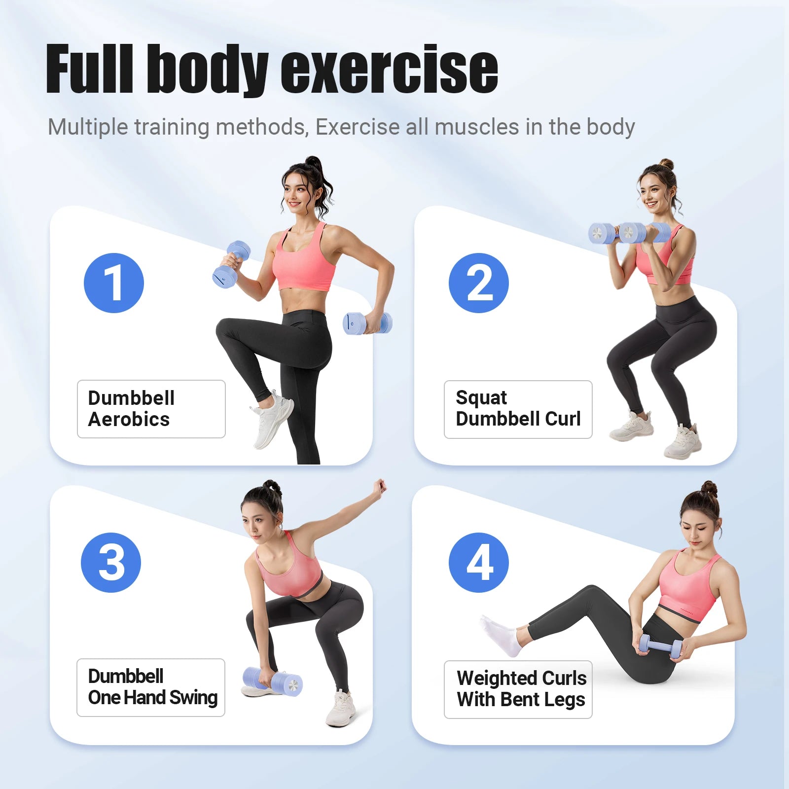 Комплект от 2 регулируеми дъмбели MERACH, 4 в 1 ръчни тежести за жени у дома, свободни тежести, дъмбели, всеки 2.2lb 4.4lb 6.6lb 8.8lb