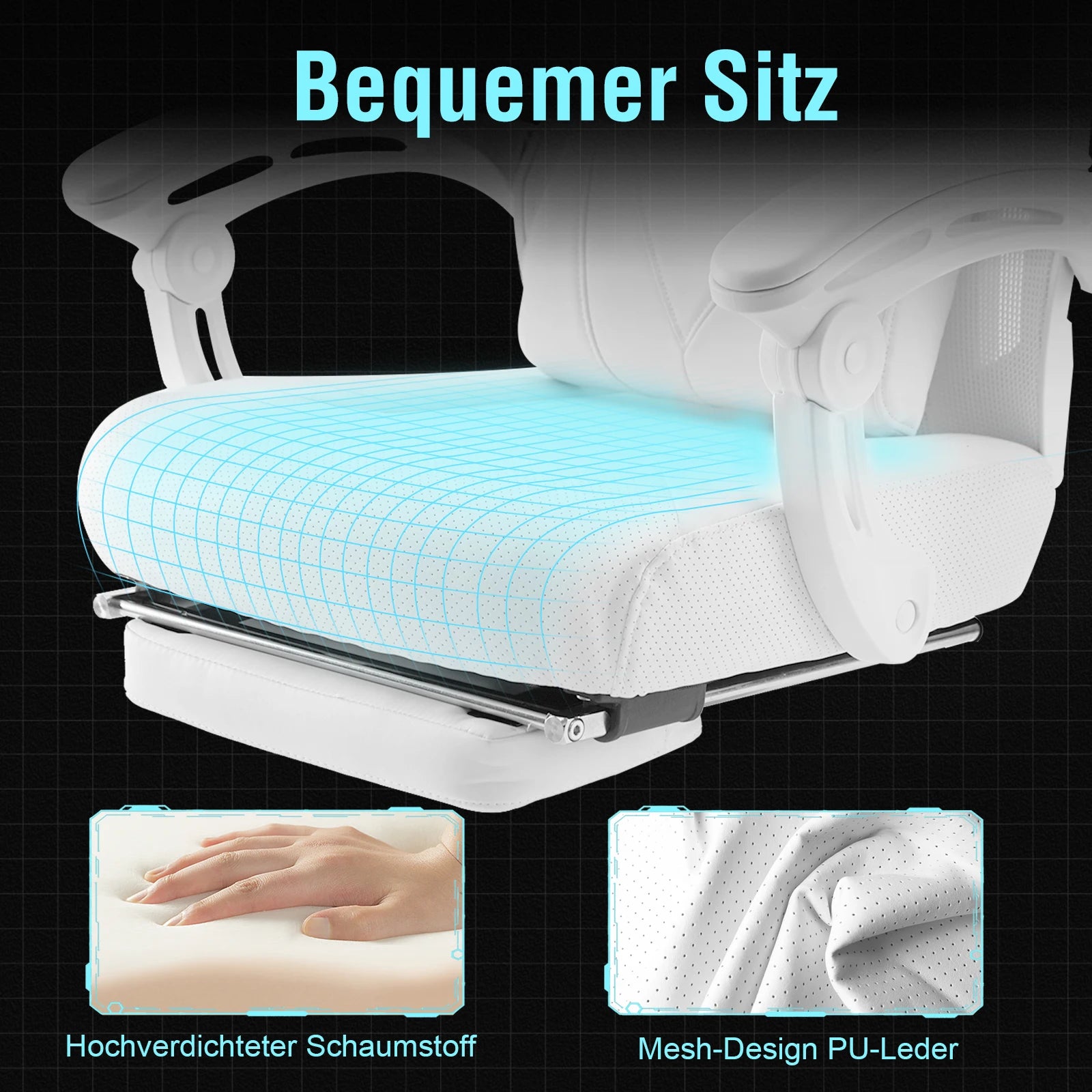 GTPLAYER Ергономичен офис стол, стол за бюро, геймърски стол, въртящ се стол, регулируема опора Lordo, облегалка за глава, гръб, Sone