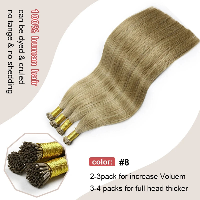 I Tip екстеншъни за коса, прави екстеншъни за коса от човешка коса 40 г/50 г/ комплект капсули с кератин, естествено фюжън, екстеншъни за човешка коса 12-26 инча