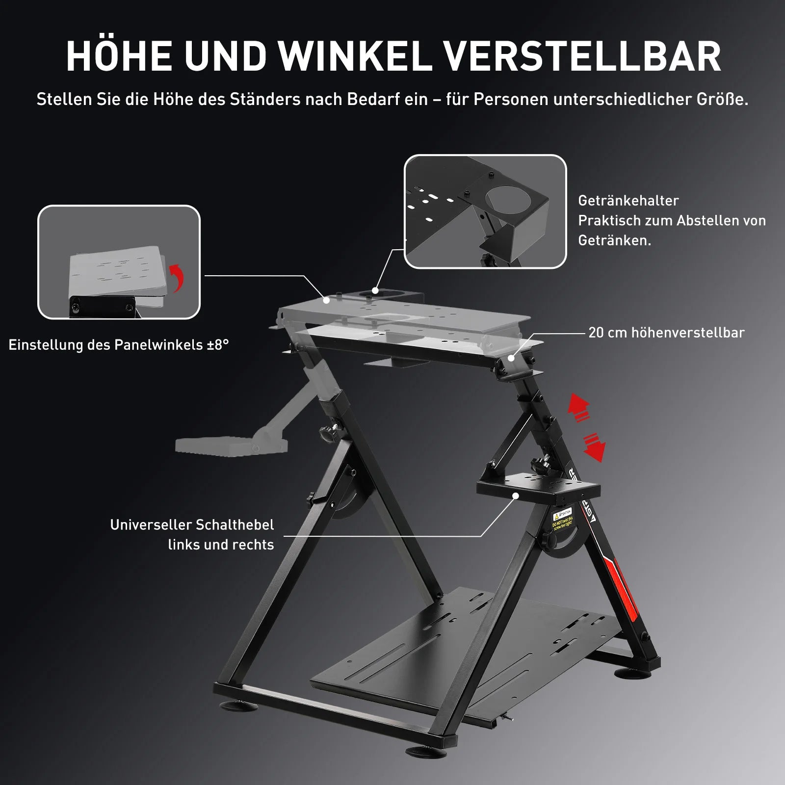 GTPLAYER Стойка за волан за геймърски волан с V1 V2 монтаж, регулируем наклон, PS4 Xbox PC