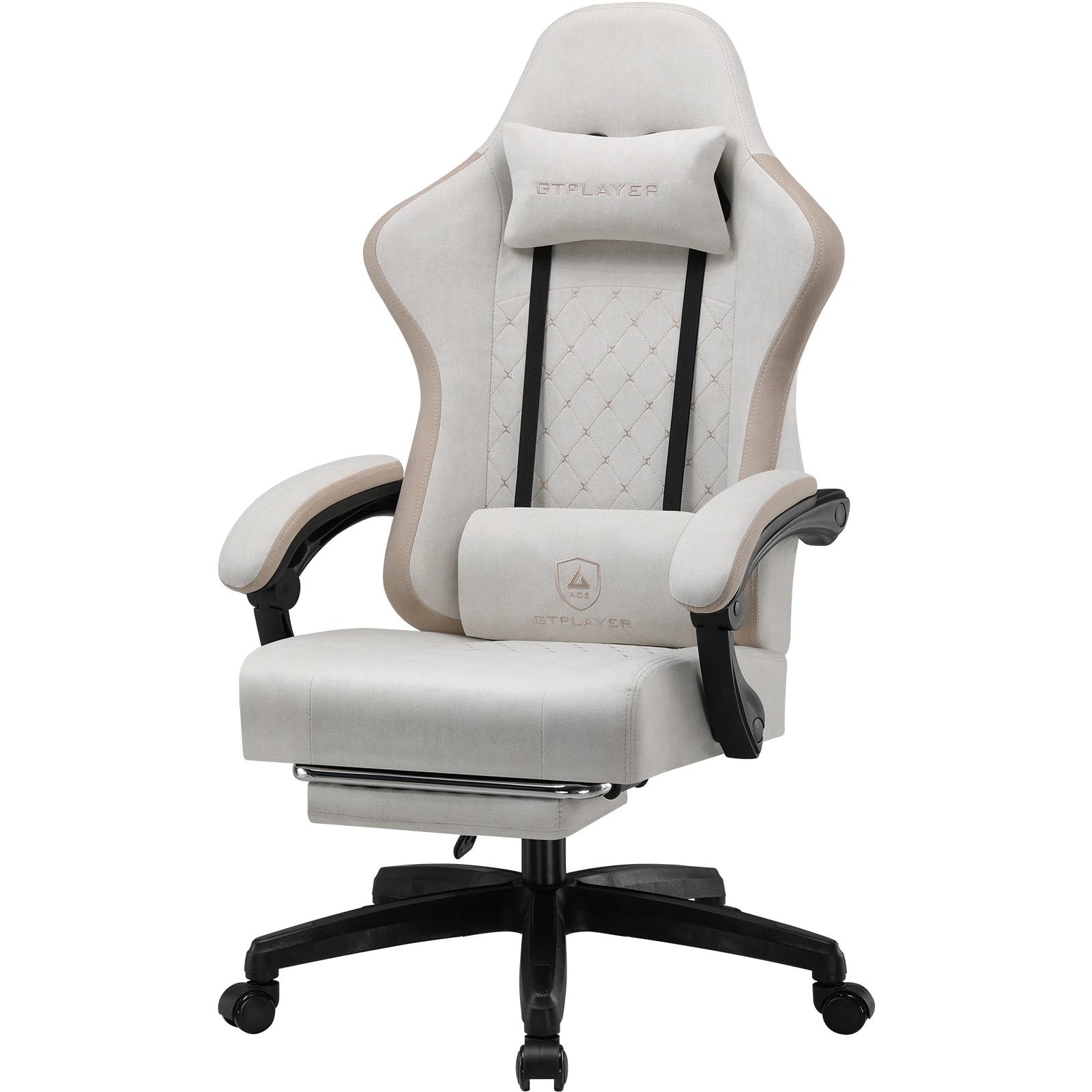 GTPLAYER Gaming Stuhl Ergonomischer Gaming Sessel Schreibtischstuhl mit Stoffoberfläche, Federsitzkissen, Verbindungsarmlehnen