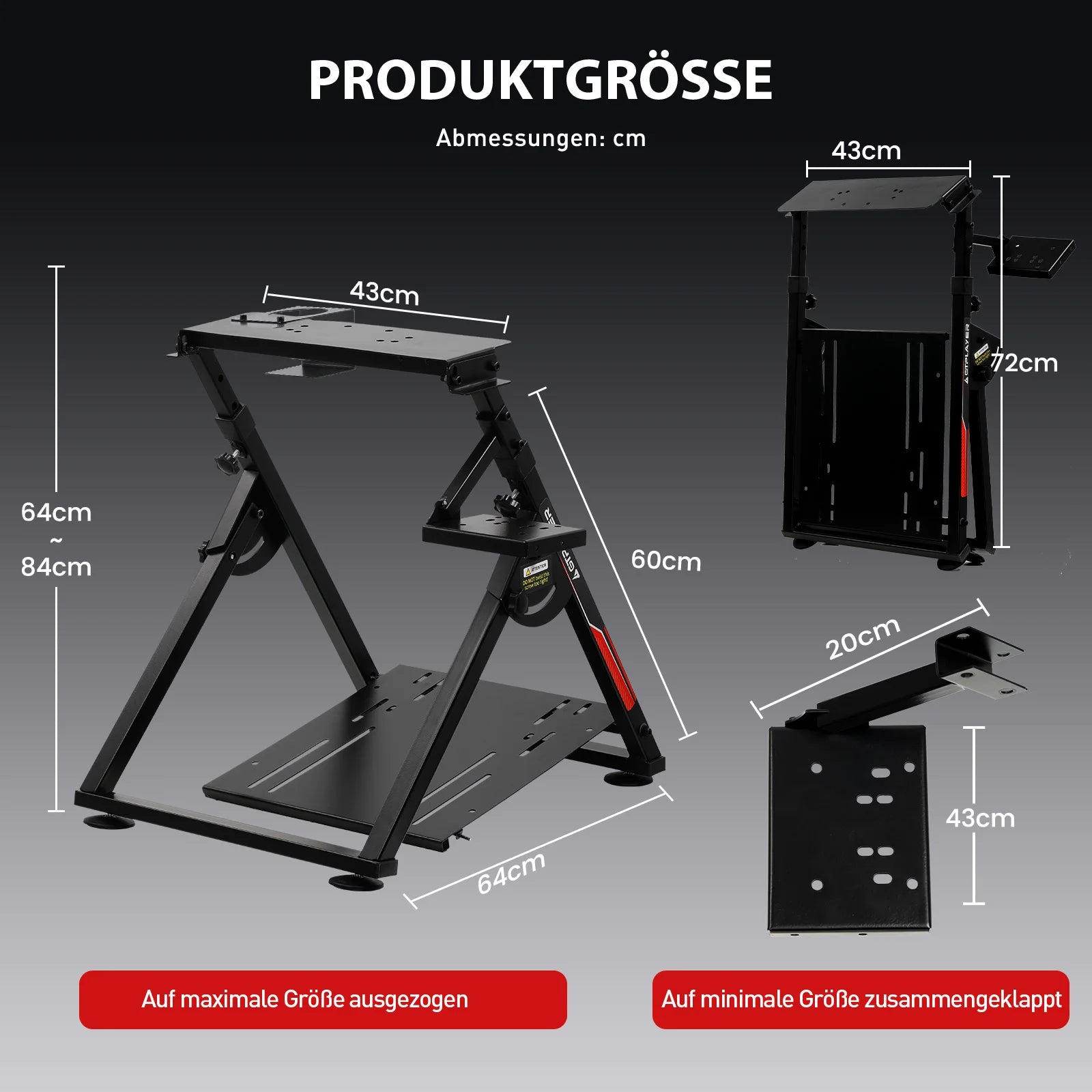 GTPLAYER Стойка за волан за геймърски волан с V1 V2 монтаж, регулируем наклон, PS4 Xbox PC