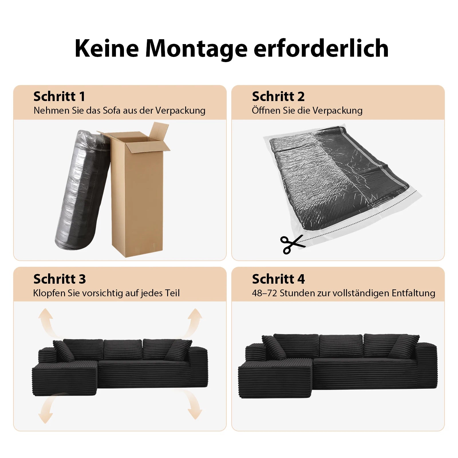 COMHOMA 105” Модулен диван L-образен диван с шнур и плат, шезлонг за хол, не е необходим монтаж