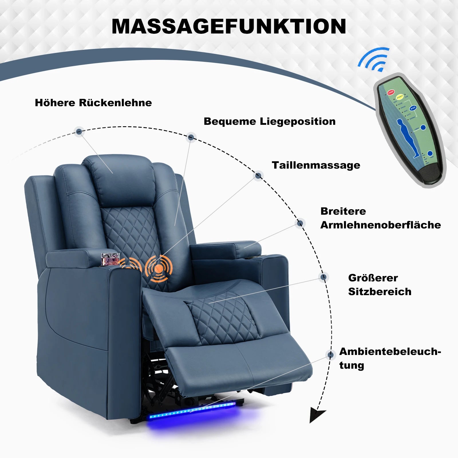 COMHOMA ТВ фотьойл Релакс фотьойл с функция за накланяне Релакс фотьойл и легло с LED с функция за масаж хол спалня