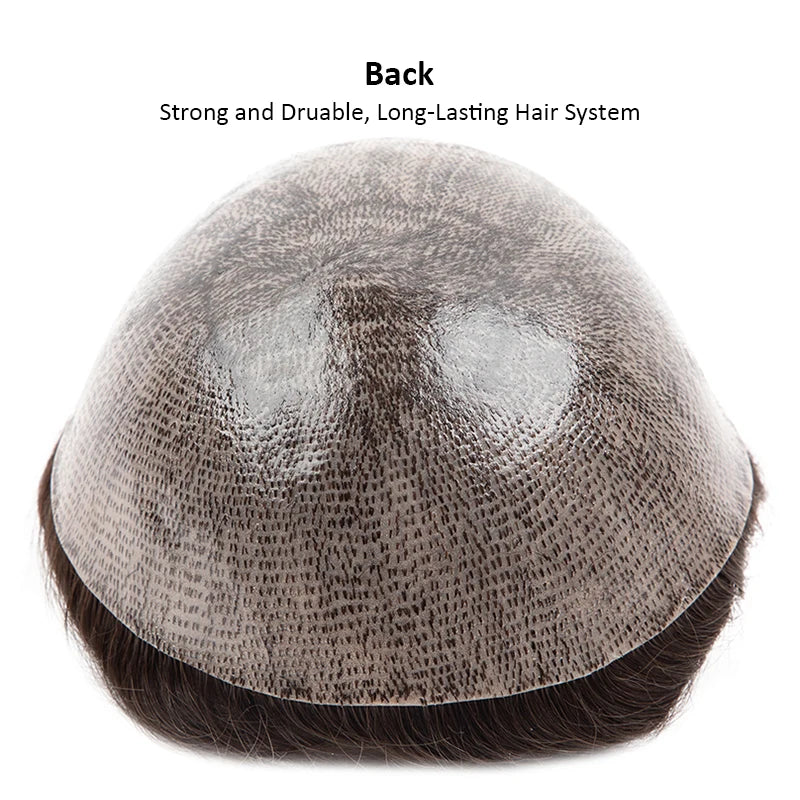 Гореща разпродажба Перуки тип „тупи“ от човешка коса за мъже 0.12-0.14 мм кожна протеза за коса мъж 6" мъжка капилярна протеза мека мъжка система за коса