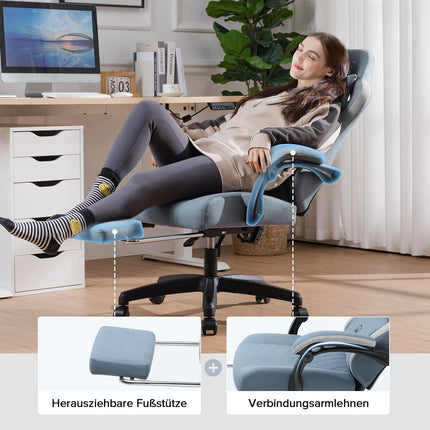 GTPLAYER Gaming Stuhl Ergonomischer Gaming Sessel Schreibtischstuhl mit Stoffoberfläche, Federsitzkissen, Verbindungsarmlehnen
