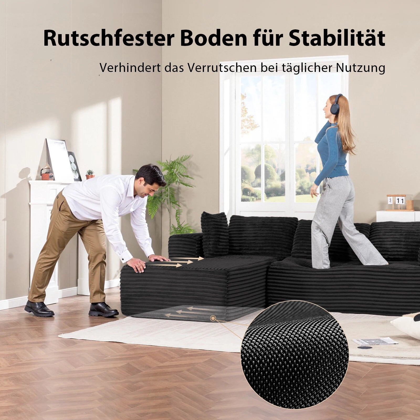 COMHOMA 105” Модулен диван L-образен диван с шнур и плат, шезлонг за хол, не е необходим монтаж