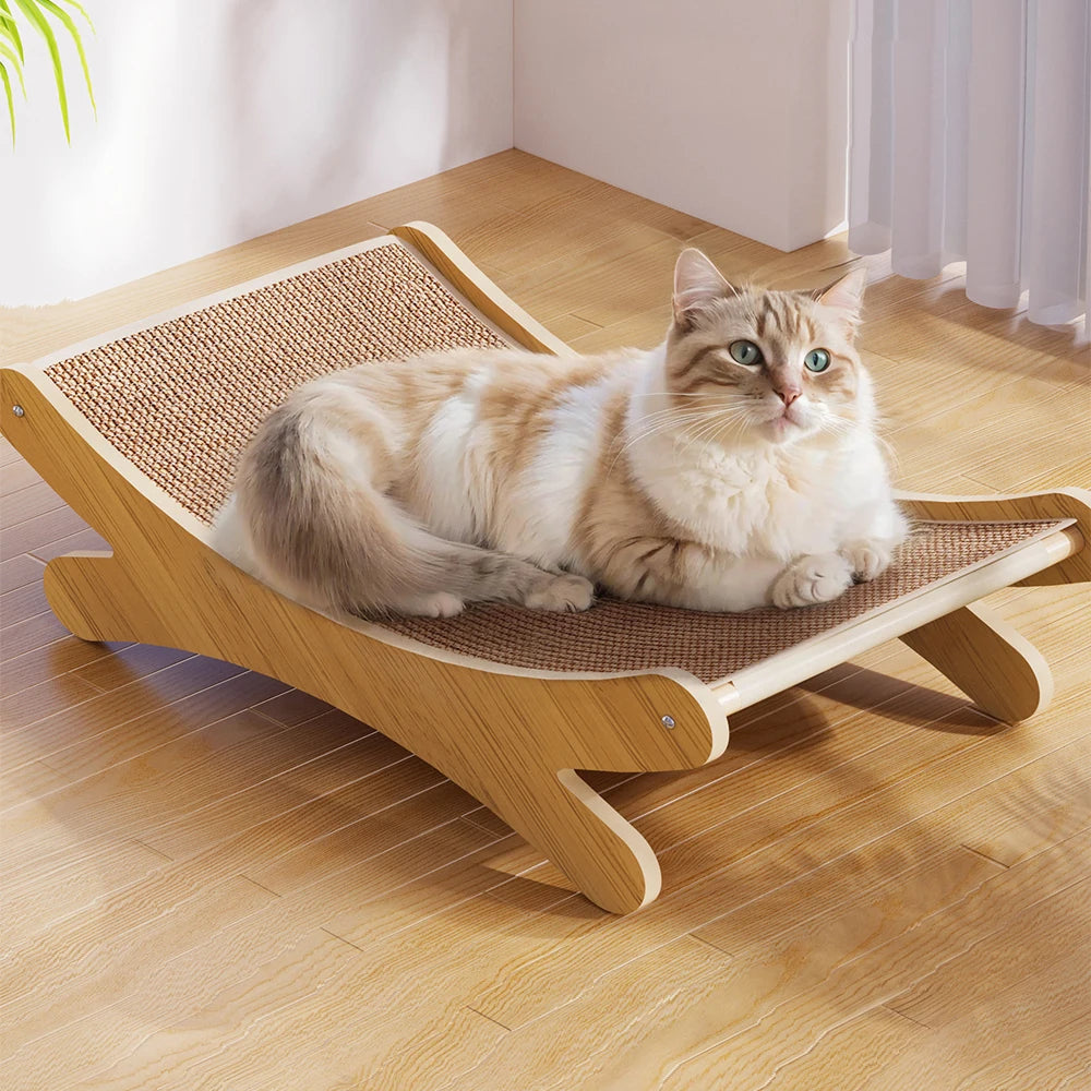 Висококачествена, издръжлива велпапе хартия, М-образна драскалка за котки с вградена подложка за драскане и котешко легло, плътно структурирана