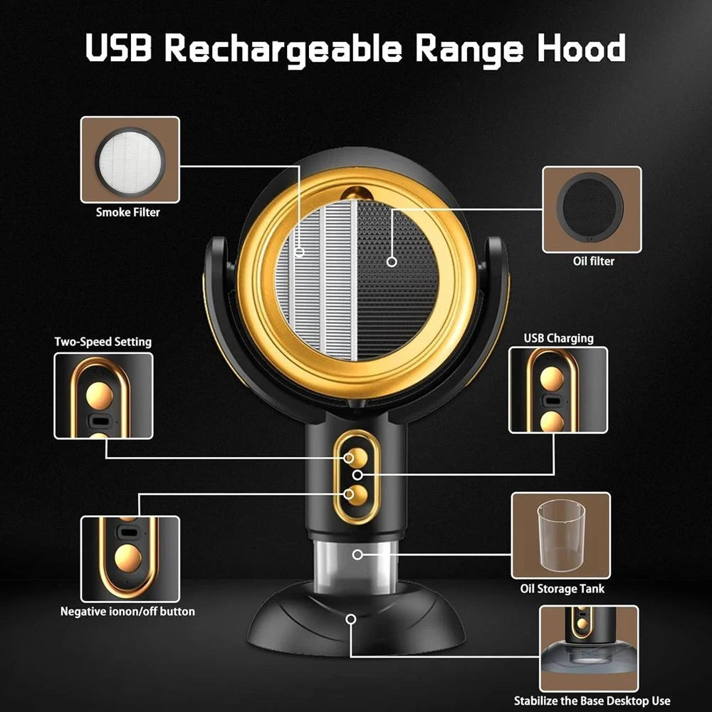 Преносим абсорбатор, нискошумен, настолна мини печка, регулиране на височината на абсорбатора, регулиране на ъгъла, абсорбатор за домашно барбекю и гореща тенджера