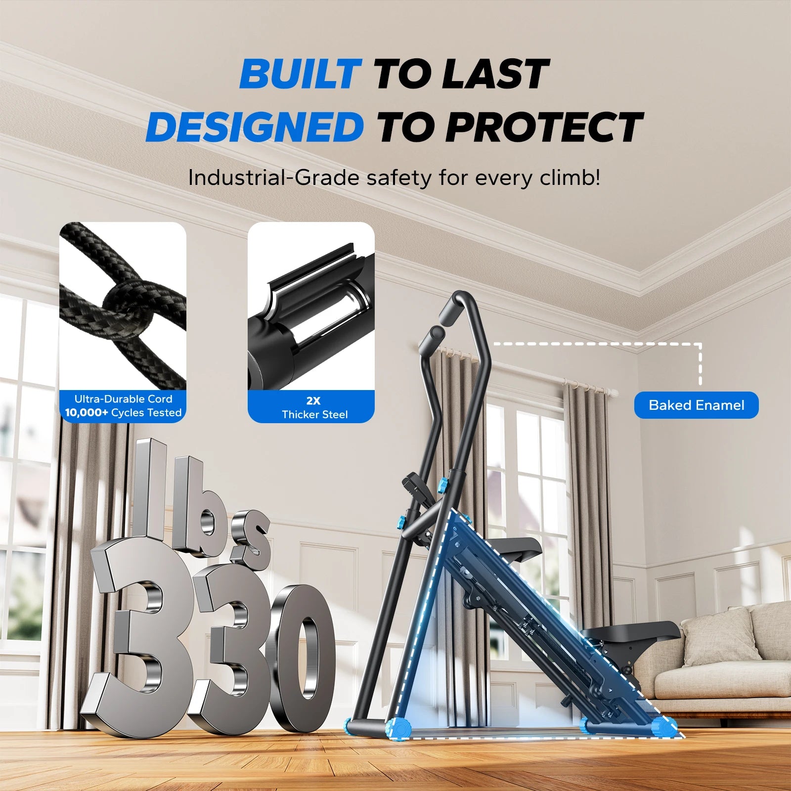 MERACH Степер за стълби, нова версия, вертикален, компактен, сгъваем, катерач за упражнения с удължен обхват на стъпалото, регулируеми кормила и педали