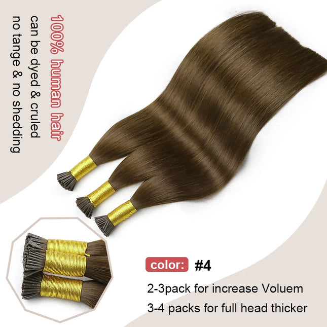 I Tip екстеншъни за коса, прави екстеншъни за коса от човешка коса 40 г/50 г/ комплект капсули с кератин, естествено фюжън, екстеншъни за човешка коса 12-26 инча