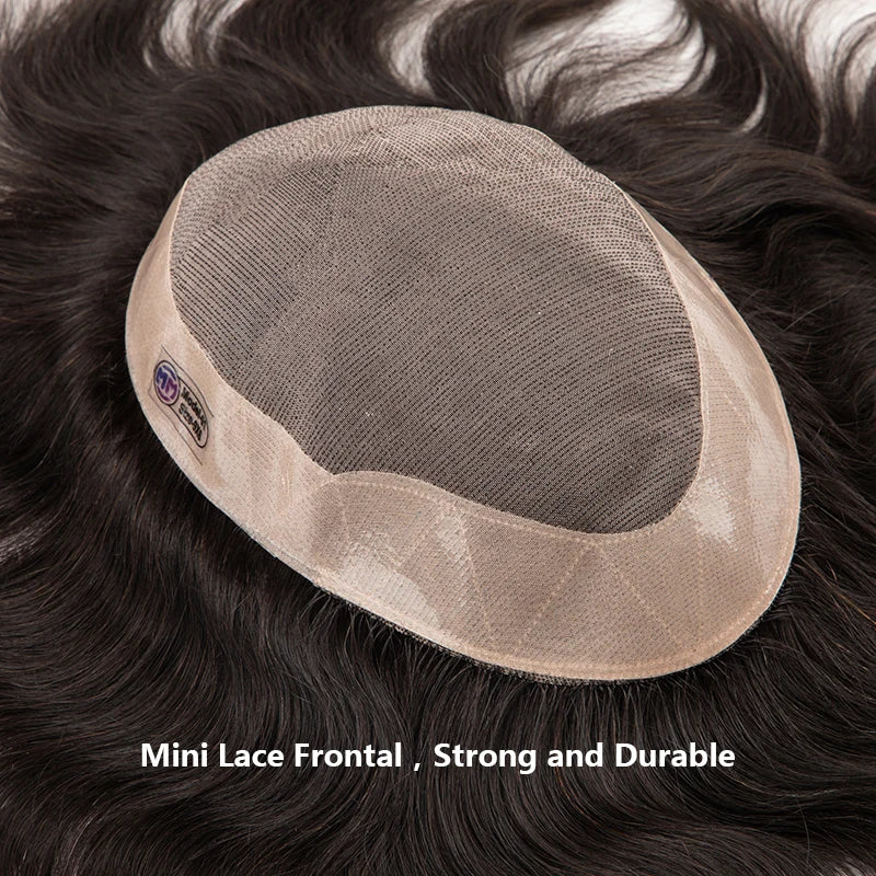 Мъжка тупичка за коса, фина моно мъжка перука, издръжлива капилярна протеза, 6 инча, ръчно изработени мъжки перуки, система от човешка коса, 130% плътност