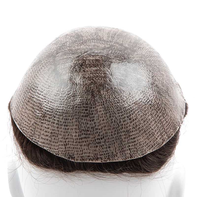 Гореща разпродажба Перуки тип „тупи“ от човешка коса за мъже 0.12-0.14 мм кожна протеза за коса мъж 6" мъжка капилярна протеза мека мъжка система за коса