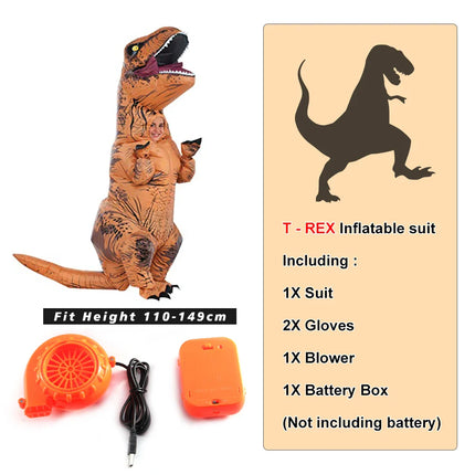 Надуваем костюм на T-rex, тиранозавър, динозавър, за деца, възрастни, ролеви игри, фантастично облекло за Хелоуин, талисман, парти