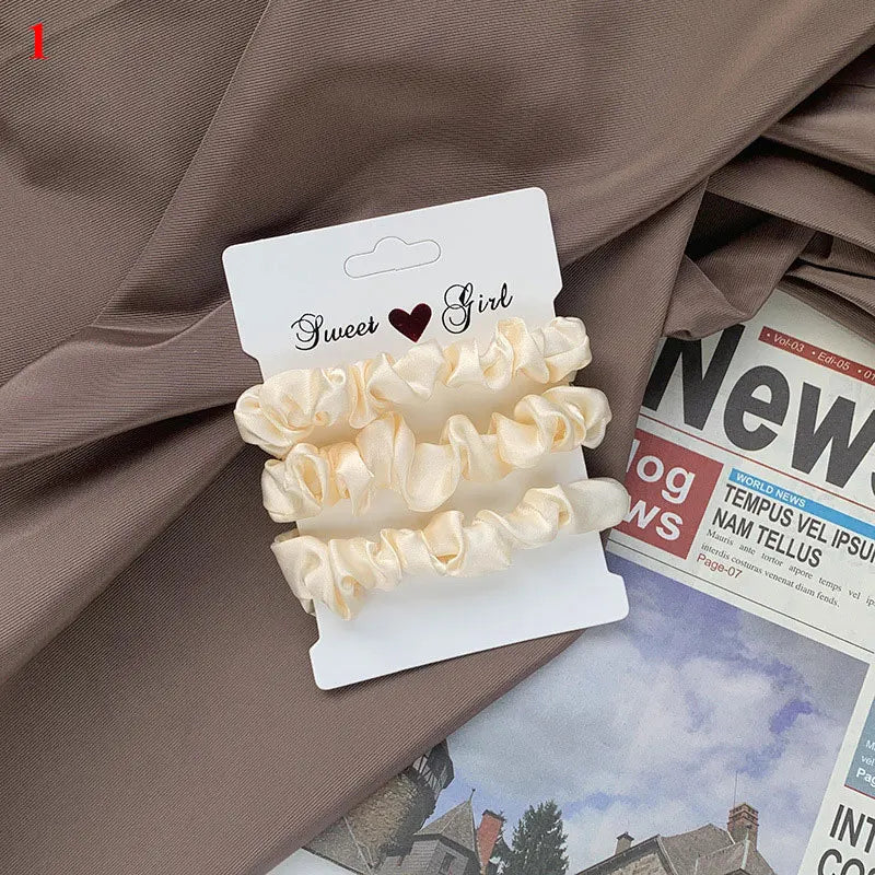 3 бр./комплект дамски копринени ластики за коса, комплект едноцветни ластики за коса за момичета, аксесоари за коса с ластик за коса за жени, държачи за опашка