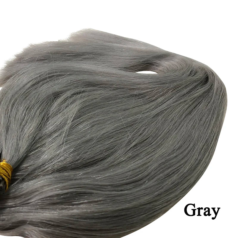 Прави екстеншъни за коса с I-образен връх, естествени екстеншъни за коса с фюжън, 50 броя/комплект, кератинови капсули, кафяво русо, цвят 12-26 инча