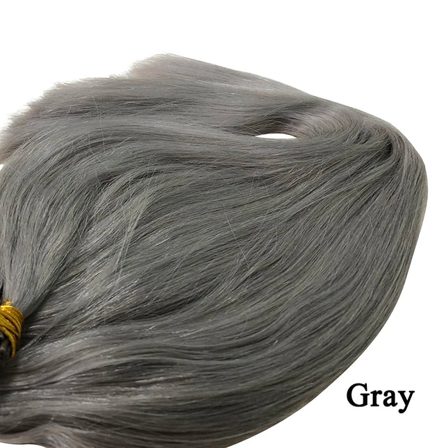 Прави екстеншъни за коса с I-образен връх, естествени екстеншъни за коса с фюжън, 50 броя/комплект, кератинови капсули, кафяво русо, цвят 12-26 инча