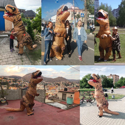 Надуваем костюм на T-rex, тиранозавър, динозавър, за деца, възрастни, ролеви игри, фантастично облекло за Хелоуин, талисман, парти