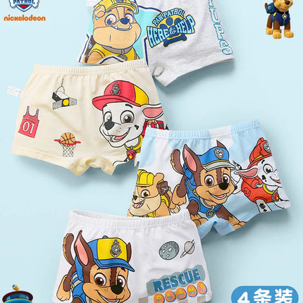 Оригинални Paw Patrol 4 бр. детско бельо за момче, плоски ъглови памучни гащички за бебе А-клас, антибактериални четириъгълни шорти