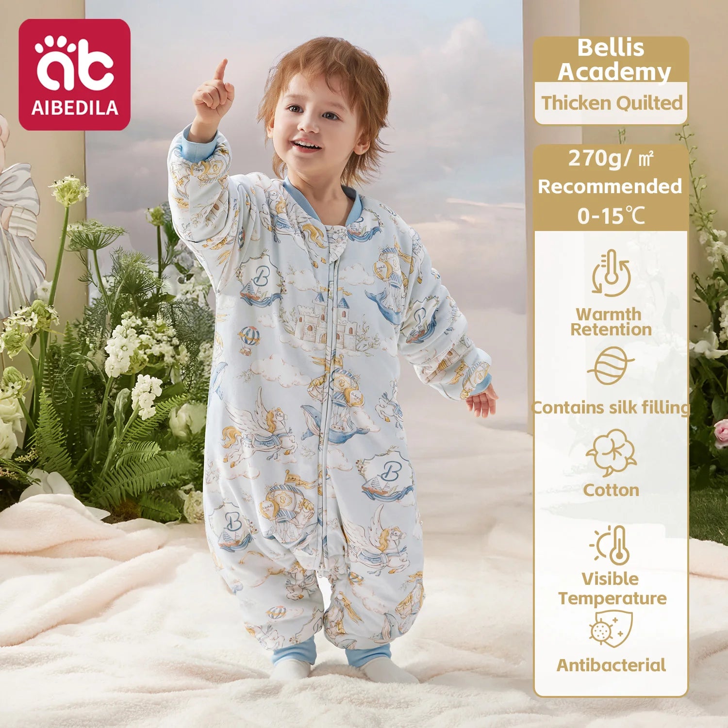 AIBEDILA Бебешки чувал за спане, мек и уютен спален чувал за бебета, супер топъл ватиран одеяло за носене с подвижни ръкави, 6M-7G, момче/момиче