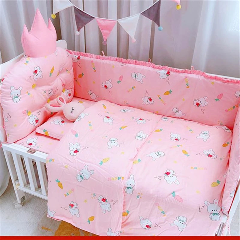 100% чист памучен карикатурен принт за детско креватче, предпазител за новородени, защитен комплект спално бельо против сблъсък за момчета и момичета, универсален чаршаф