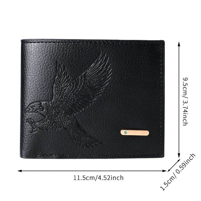 Къс мъжки портфейл, тънък, 2024, нов, висококачествен, с модел орел, студентски, младежки, мека кожена чанта за монети, пакет с карти