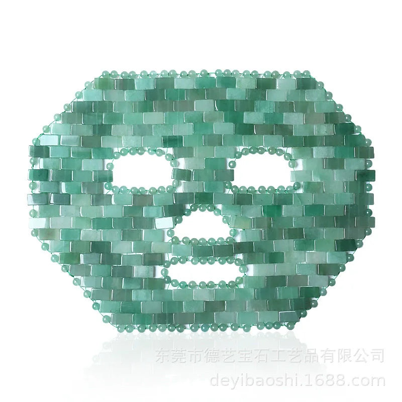 Натурална нефритена маска за лице Dongling, гваш, стъргалка, ролков масажор GreenJade Guasha, студена терапия, антиейдж нефритена маска, инструмент за красота