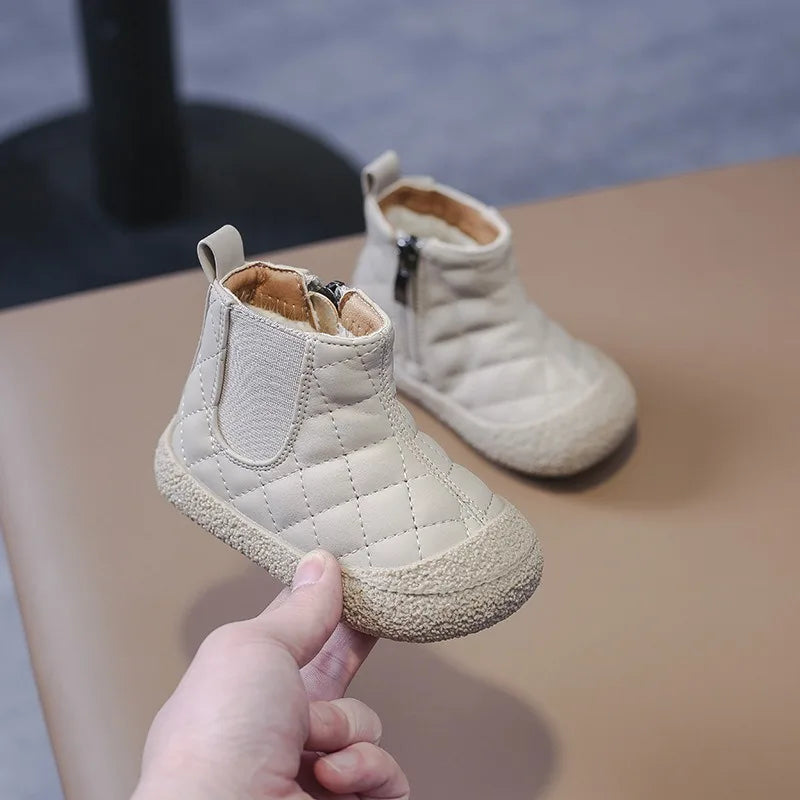 Зимни ботуши за бебета момчета, обувки за сняг за момичета, плюшени детски памучни обувки, неплъзгащи се детски ежедневни обувки, обувки за бебета и малки деца