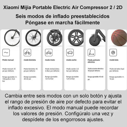 Xiaomi Mijia Преносим електрически въздушен компресор 2/2D, интелигентен цифров датчик за налягане в гумите, мултифункционална електрическа въздушна помпа 2