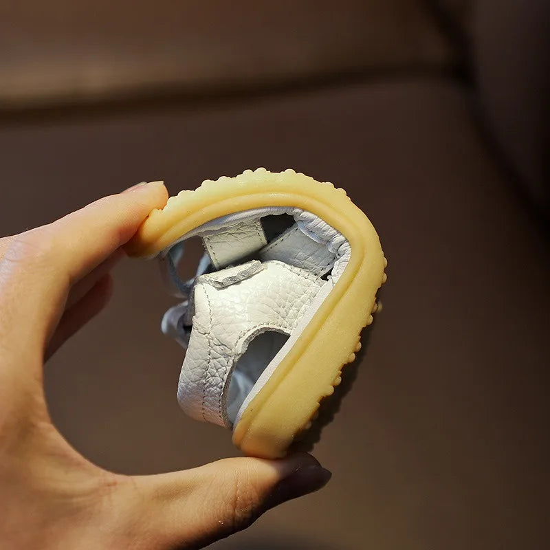 Бебешки сандали от естествена кожа с меко дъно, антикорозионни обувки за бебета и малки деца, летни детски обувки, детски плажни сандали