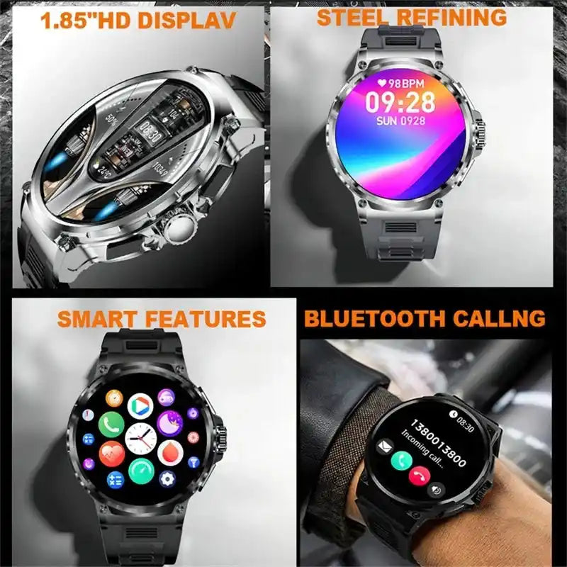 2026 Нов мъжки GPS Smart Watch 1.85 инча Ultra HD AMOLED екран 710 Mah батерия Bluetooth Call Smartwatch за Android IOS