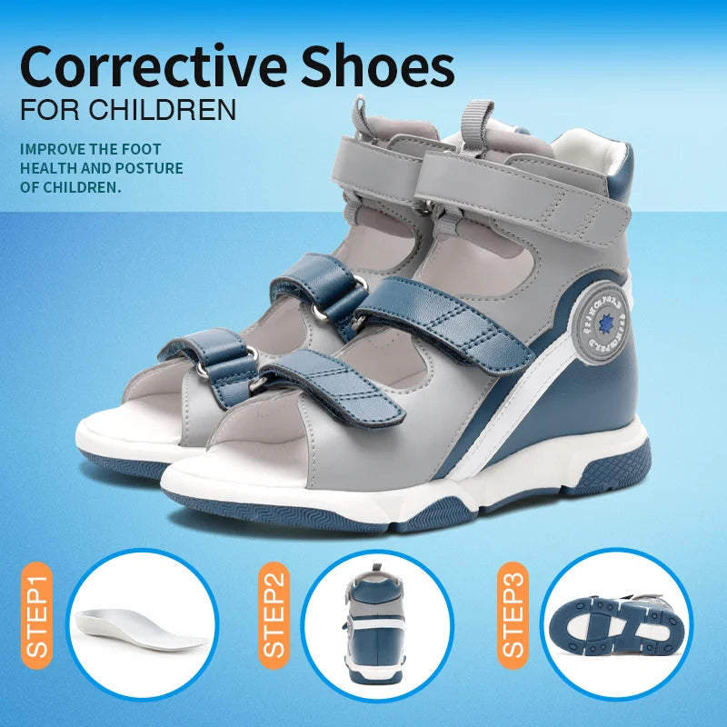 Princepard Нови постъпления Дишащи Педиатрични Коригиращи Обувки за Малки Деца Ортопедични Сандали за Момчета Обувки с Плоски Крака