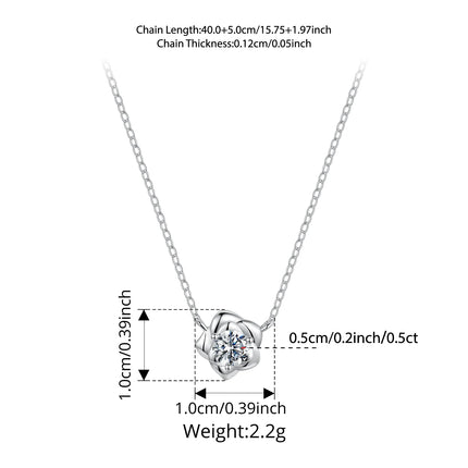 BAMOER 0.5CT висулка с моисанит и розово цвете, изработена от сребро 925 с кръгло рязане и диаманти, O-верижка за жени, Свети Валентин