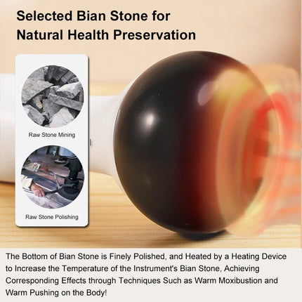 Електрически нагревателен масажор Bian Stone Gua Sha с горещ компрес, инструмент за физиотерапия на тялото, масаж на гърба и лицето, топъл моксибуст, инструмент Guasha