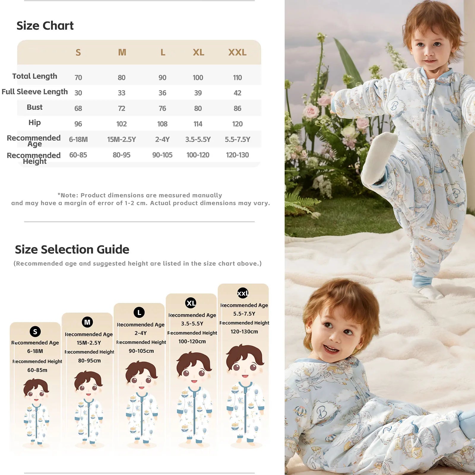 AIBEDILA Бебешки чувал за спане, мек и уютен спален чувал за бебета, супер топъл ватиран одеяло за носене с подвижни ръкави, 6M-7G, момче/момиче