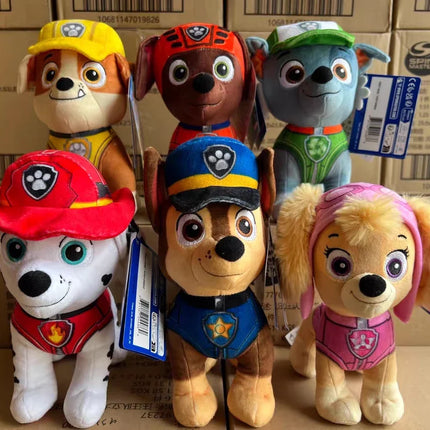 100% оригинална плюшена играчка Paw Patrol 18-20 см, изправена, Чейс, Скай, Маршал, Роки, Зума, Ръбъл, 6 вида, детски подарък за рожден ден