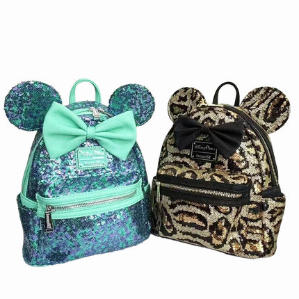 Нова оригинална детска раница с леопардов принт на Мики Маус за момичета на Disney, чанта за косплей, мини детска ученическа чанта