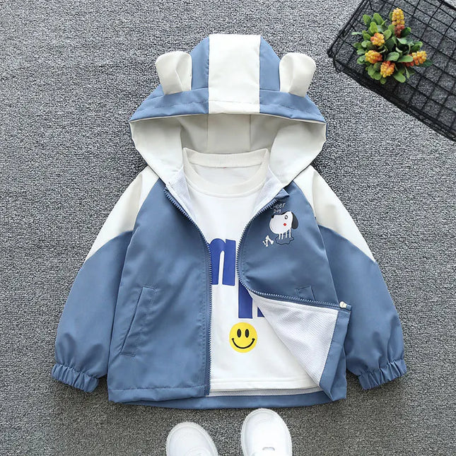 Ново бебешко момчешко яке, модно ветроустойчиво връхно облекло с качулка и цип, подаръци за рожден ден за 1, 2, 3, 4, 5, 6 години