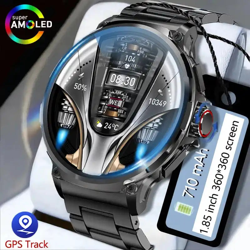 2026 Нов мъжки GPS Smart Watch 1.85 инча Ultra HD AMOLED екран 710 Mah батерия Bluetooth Call Smartwatch за Android IOS