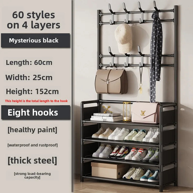Многослойна поставка за обувки, проста домакинска интегрирана многофункционална, лесна за сглобяване врата за съхранение на обувки, шкаф за обувки, поставка за шапки