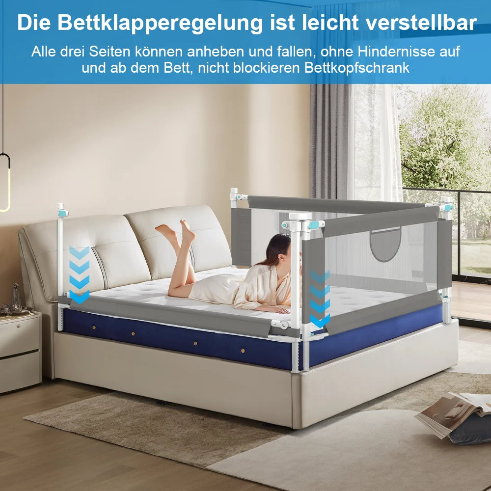 150/180/200 см Ограда за бебешко легло Парапет за бебешко легло Детска бариера за легло Ограда за детско легло Защита за детско легло Детски предпазни парапети