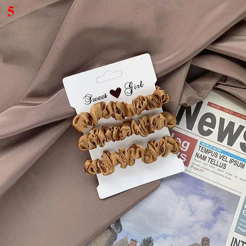 3 бр./комплект дамски копринени ластики за коса, комплект едноцветни ластики за коса за момичета, аксесоари за коса с ластик за коса за жени, държачи за опашка