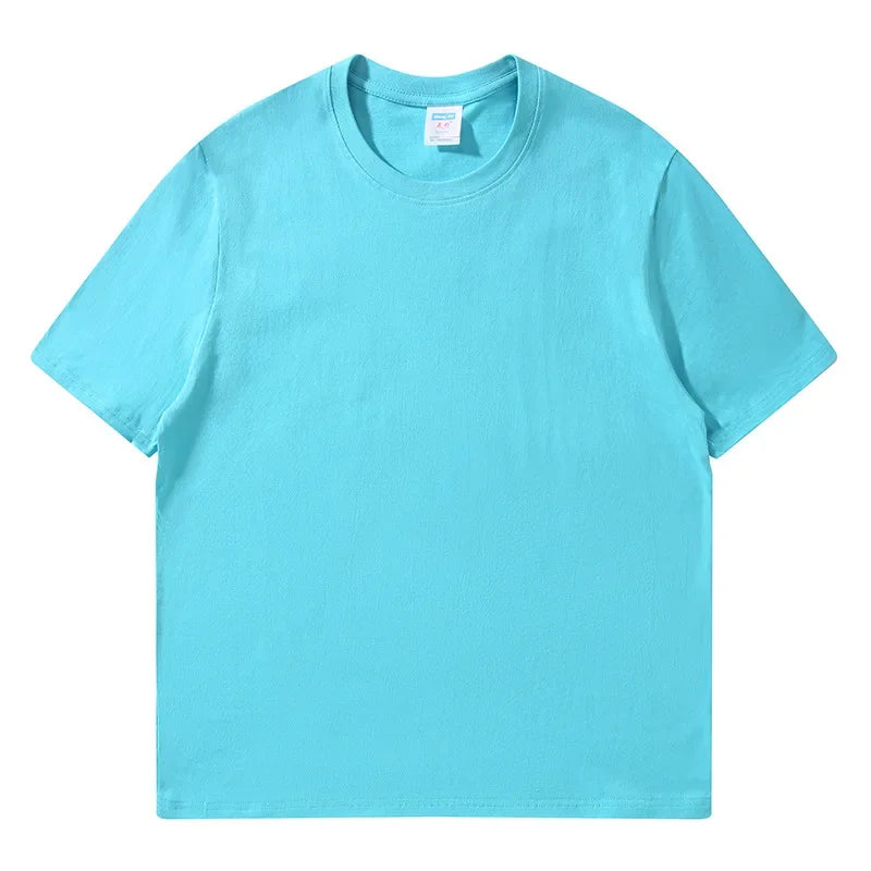 Тениски за жени 2025 Лято Топ Плътен С Къс Ръкав Свободен О-образно деколте 100% Памучни Ежедневни Дамски Тениски Harajuku Корейски Мъжки/Женски Тениски