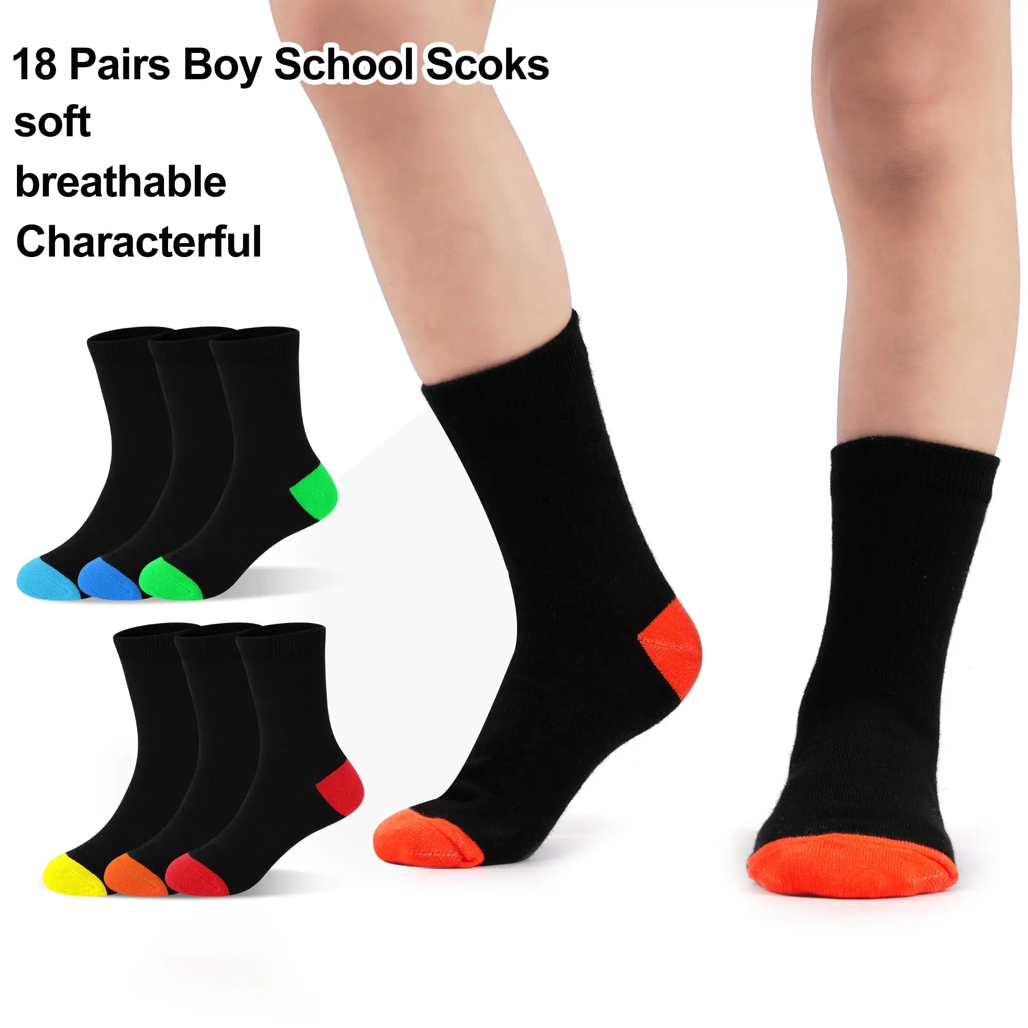 18 броя цветни кръгли чорапи за деца на възраст 1–14 години – меки дишащи ежедневни чорапи