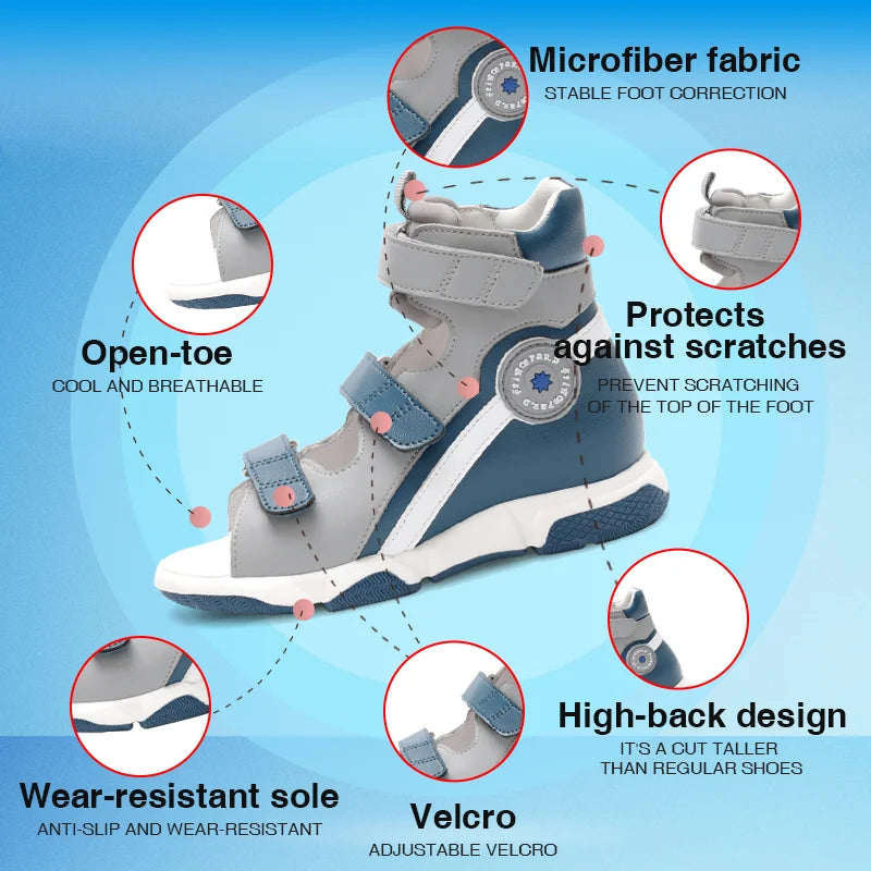 Princepard Нови постъпления Дишащи Педиатрични Коригиращи Обувки за Малки Деца Ортопедични Сандали за Момчета Обувки с Плоски Крака