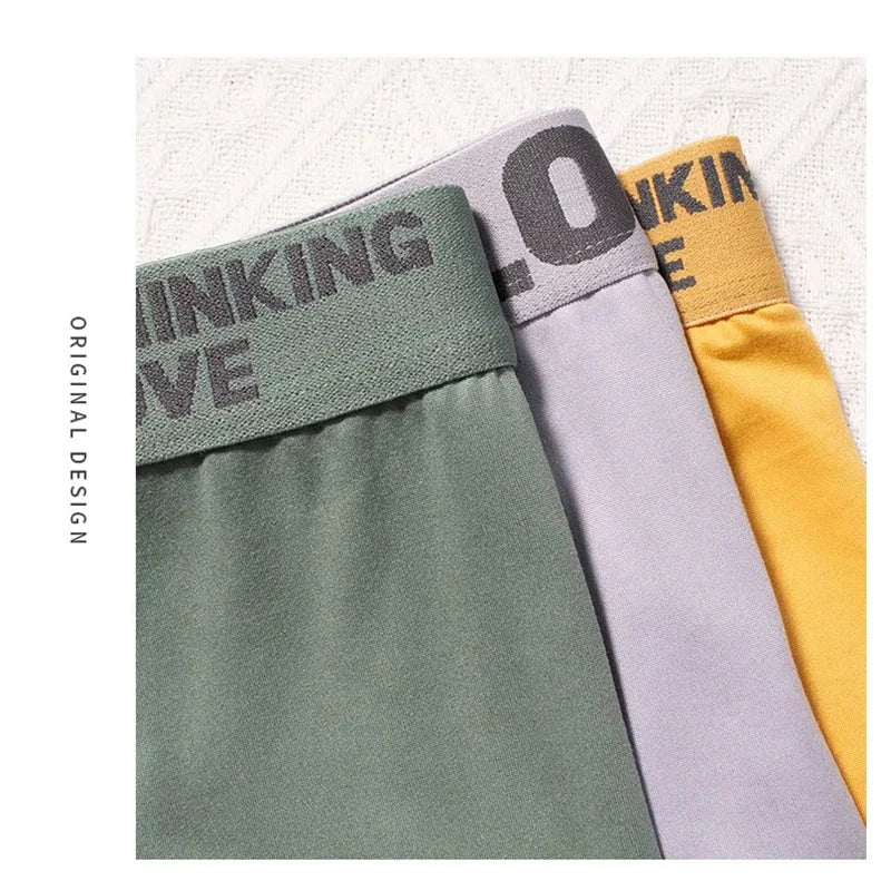 Комплект от 3 младежки боксерки, млечна коприна, плътни, детско бельо, момчета, удобни, дишащи, тийнейджърски боксерки